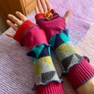 Recycled Wool Fingerless Gloves: Upcycled Hand & Wrist Warmers