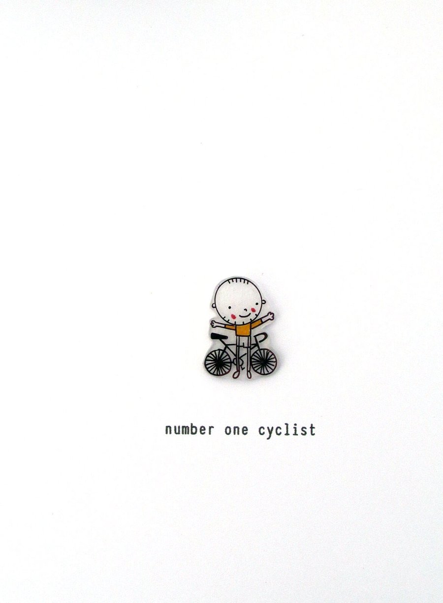 number one cyclist - yellow jersey - handmade card