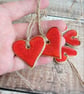Made to order ..Little Red Hearts set of 5 . Ceramic heart decorations  - Image 3