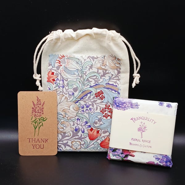 Provence Thank You Gift Lavender Wax Melts & Organic Cotton William Morris Bag