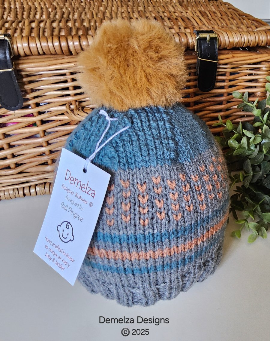 Designer Toddlers Fairisle Pompom Hat 1 - 2 Years Size