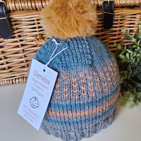 Designer Toddlers Fairisle Pompom Hat 1 - 2 Years Size