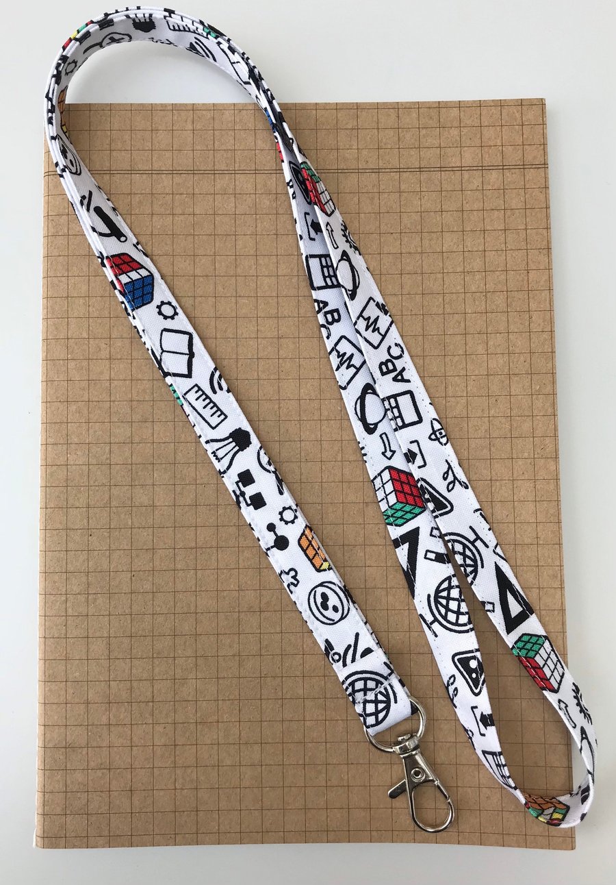 Science Geek skinny fabric lanyard