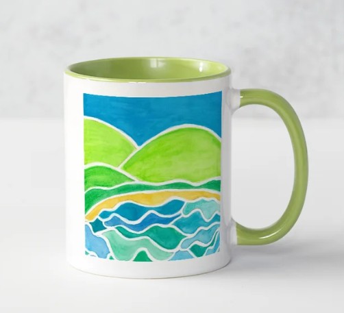 Mug. Printed on both sides with the image of my painting titled 'Cove'