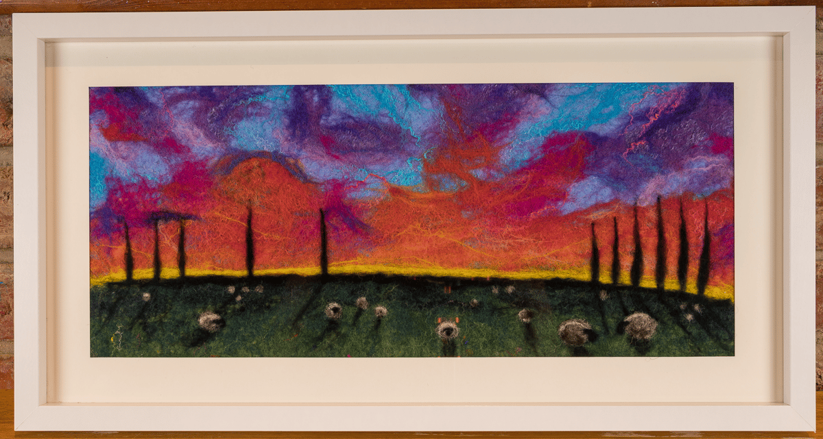 Sunset Wool Felt Landscape - Vivid Art in Felted Wool