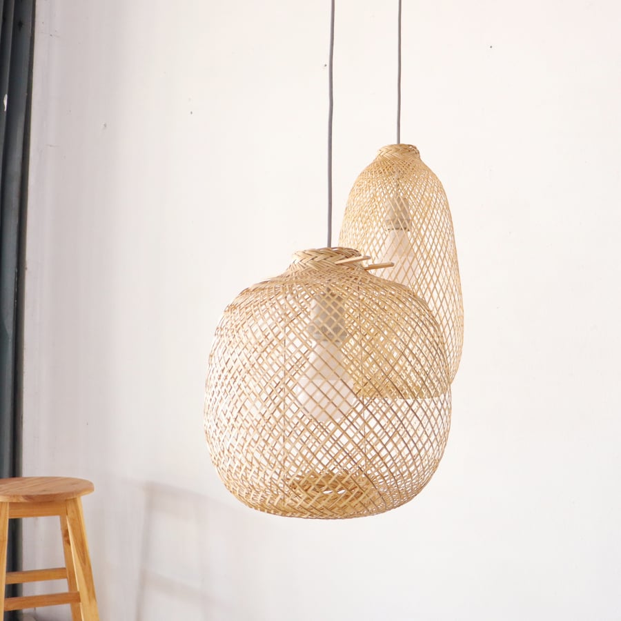 Bamboo pendant light, Wooden Pendant Light shad... - Folksy