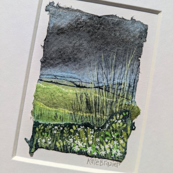 A Storm over the Hills - Original miniature collage. A5 Mounted