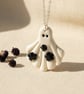 white Ghost Necklace, Halloween Sheet Ghost Jewellery, Halloween Gift For Her