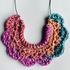 Handmade crochet lace bib necklace