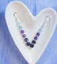Drop earrings in Aquamarine, Amethyst, Black Spinel and Sterling Silver - Image 1