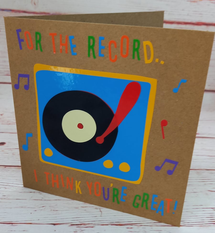 For the Record, Blank Notecard with Vinyl