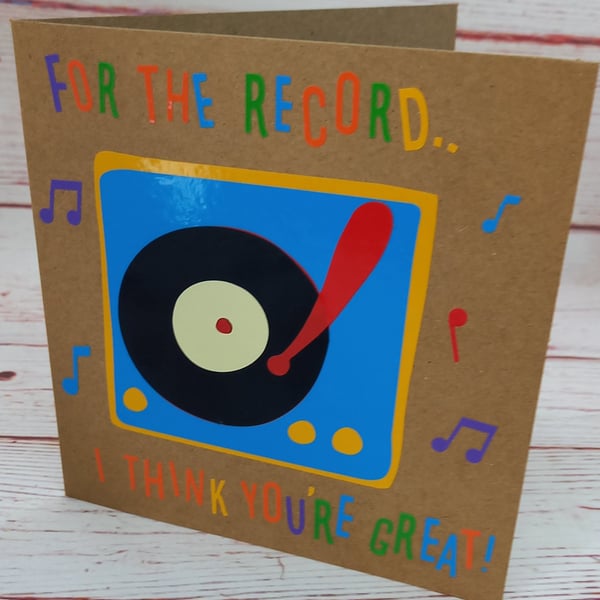 For the Record, Blank Notecard with Vinyl