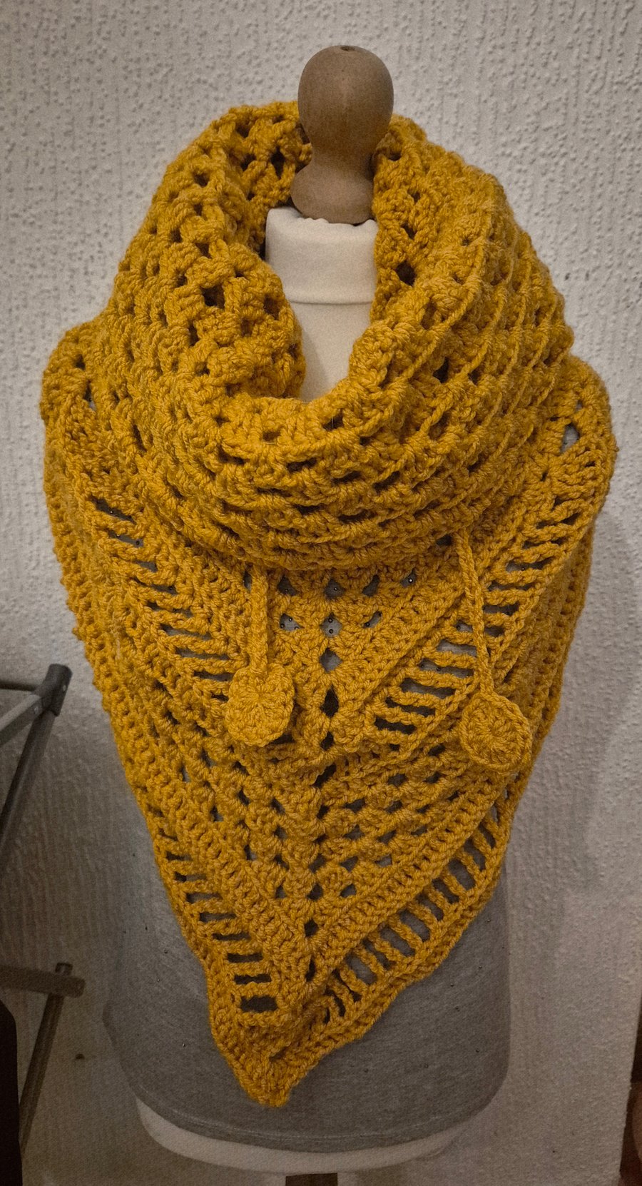 Hand crocheted hooded cowl
