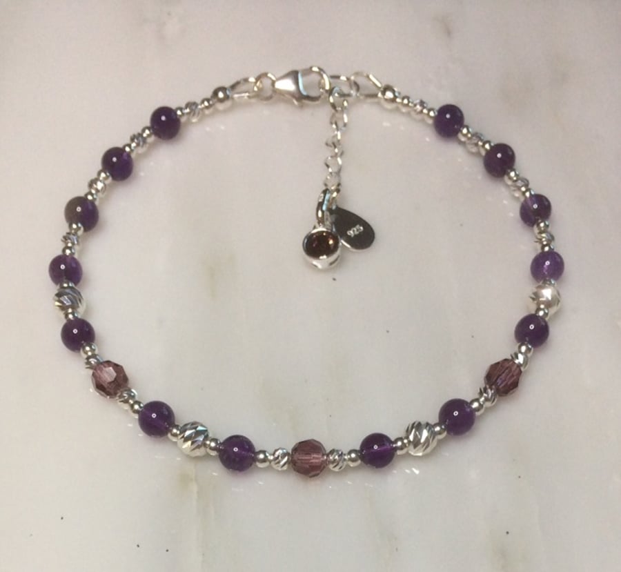 February birth stone bracelet Amethyst  