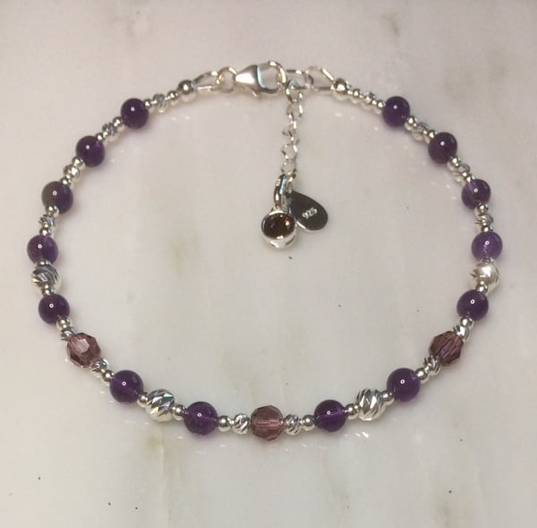 February birth stone bracelet Amethyst  