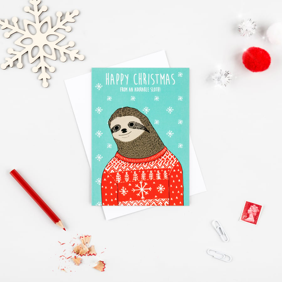 Sloth Christmas card