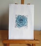 Blue Rose Art Original Print Collagraph Printmaking Floral - Image 2