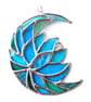 Lotus Moon Stained Glass Turquoise Flower Suncatcher 