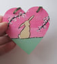 Bunny Rabbit Love Heart Cherry Blossom Original Painting 13.20 Limited Edition - Image 1