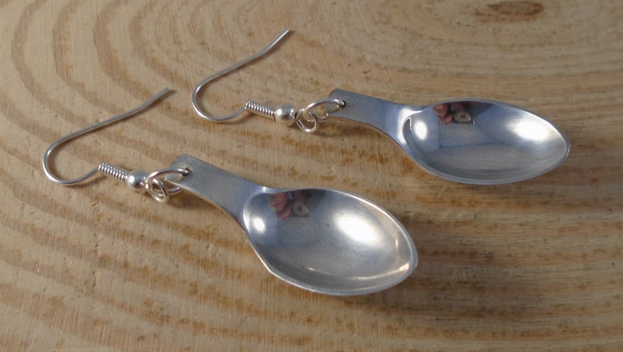 Upcycled Silver Plated Sugar Tong Spoon Drop Dangle Earrings SPE071910