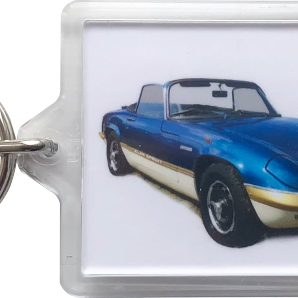 Lotus Elan Sprint 1972 (Red or Blue) - Keyring with 50x35mm Insert