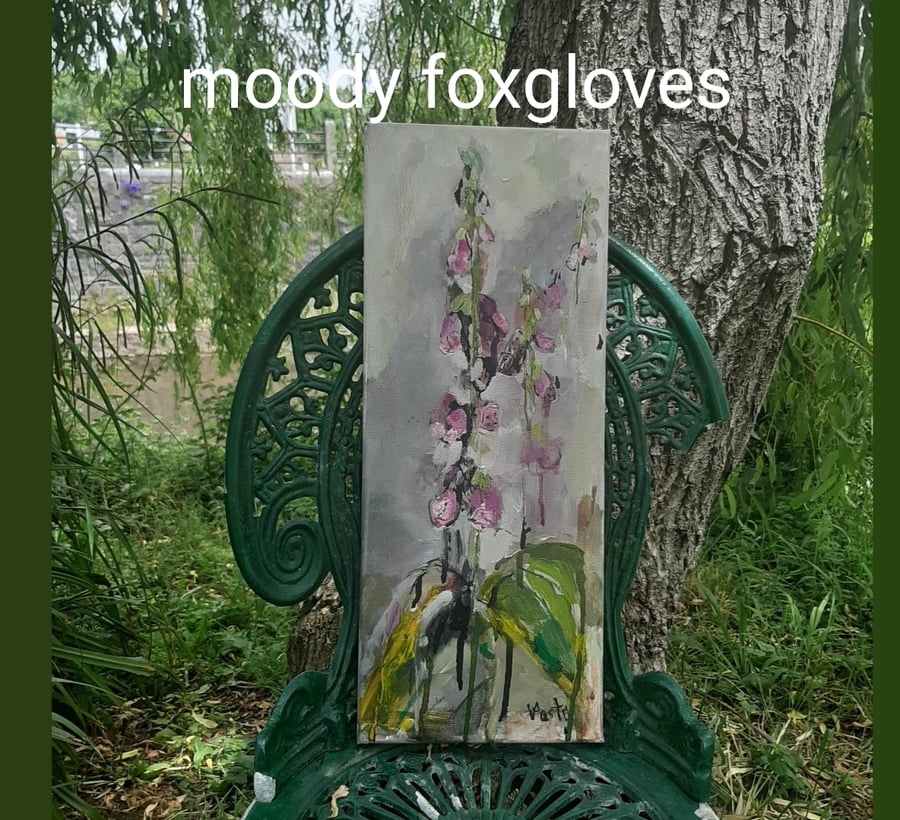 Semi abstract foxgloves on canvas