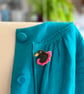 Blackbird In Pink Collar Brooch, Hand Embroidered Brooch 