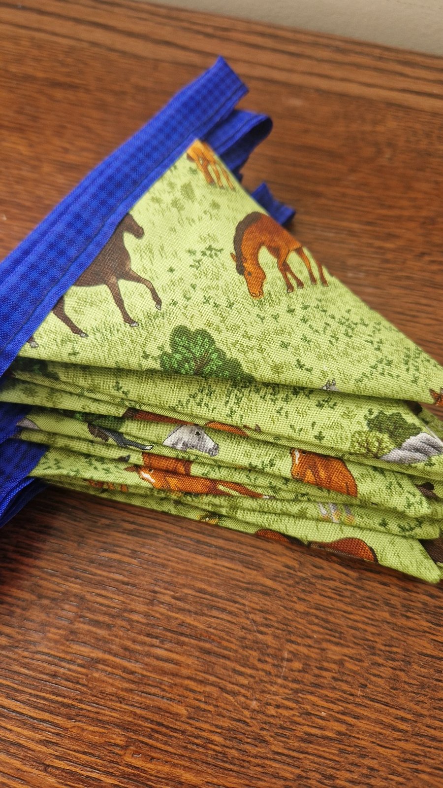 Birthday Horse bunting. Hand sewn with reclaimed fabric 3 m long