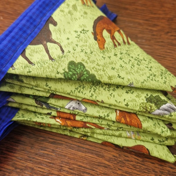 Birthday Horse bunting. Hand sewn with reclaimed fabric 3 m long