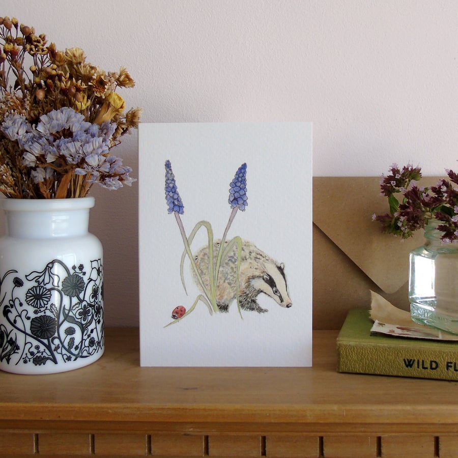 Badger and Ladybird Greetings card 