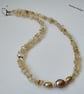 Freshwater Pearl & Citrine Nugget Gemstone Necklace 'ONE OFF' Choker Length 