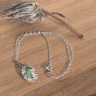 Emerald and Fine Silver Leaf Pendant