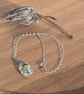 Emerald and Fine Silver Leaf Pendant