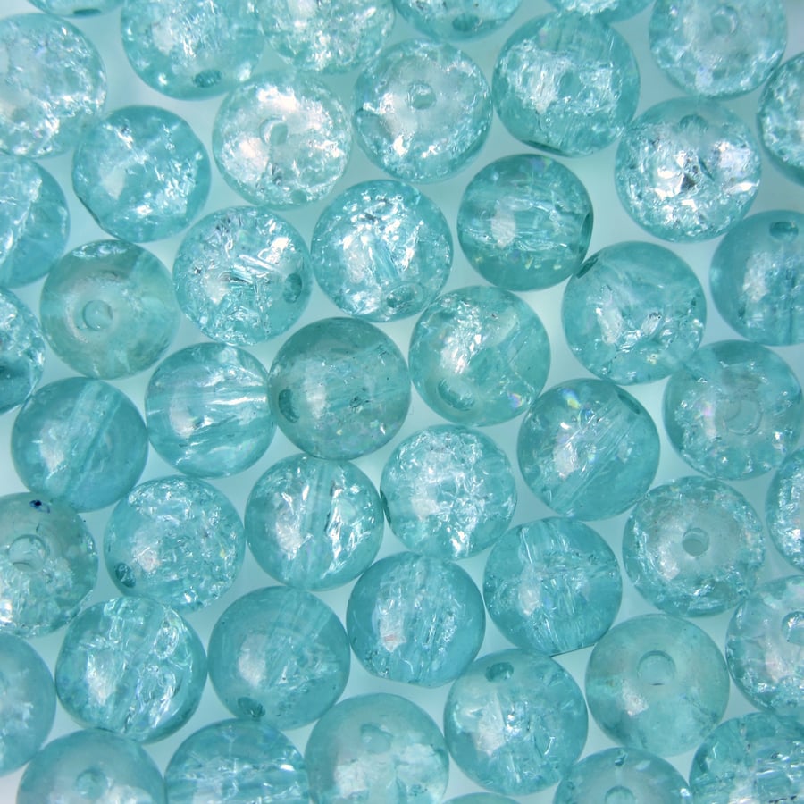 Blue Crackle Glass Beads