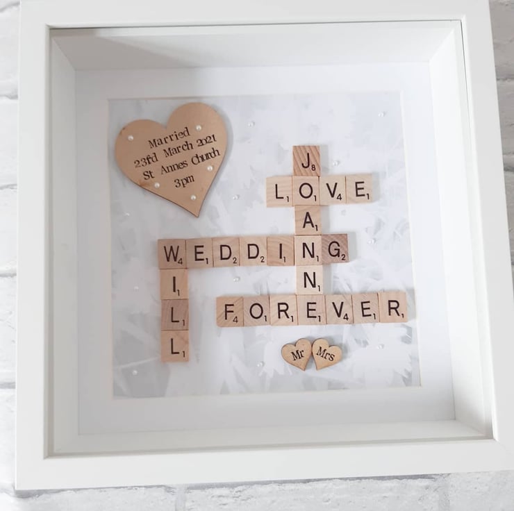 Personalised Wedding Frame, Scrabble Frame, Engagement Gift