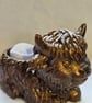 Baby highland cow candle holder . Gold glitter and dark brown  - Image 2