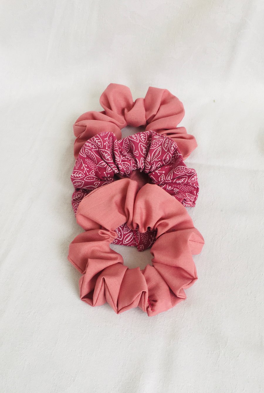 Pretty Pink Set of Scrunchies, Hair Scrunchies, Hair Accessories, Hair Elastics.