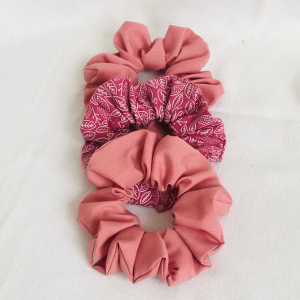 Pretty Pink Set of Scrunchies, Hair Scrunchies, Hair Accessories, Hair Elastics.