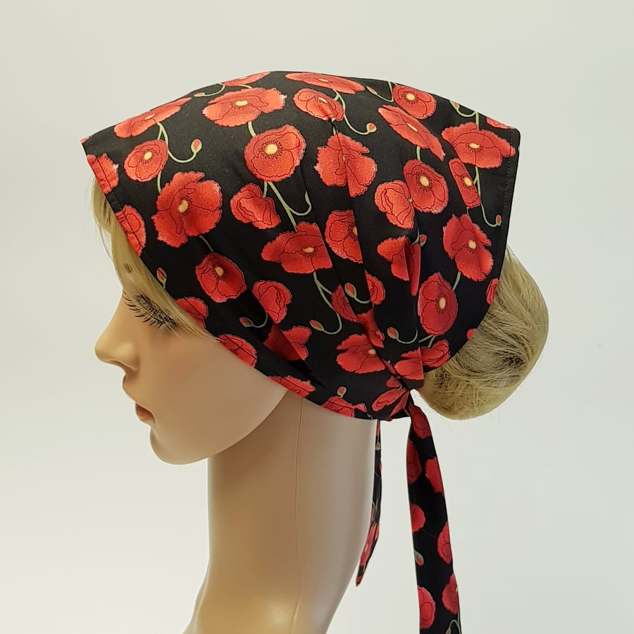Floral head scarf for women, wide cotton headband, hair covering