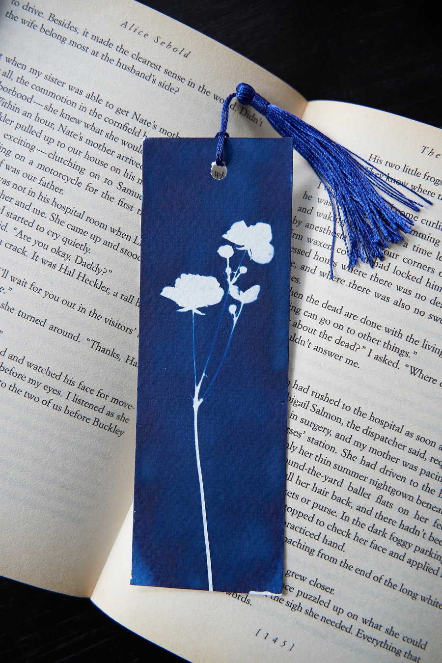 bookmark "buttercup", original cyanotype on fine watercolour paper & blue tassel