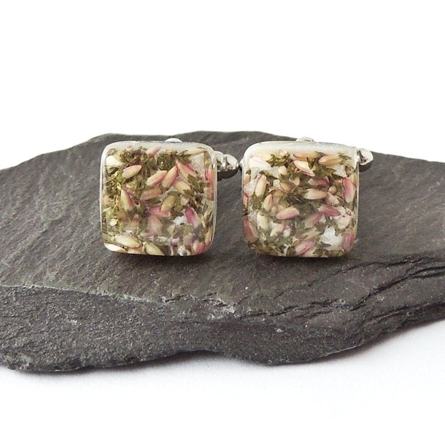 Heather Flower Cufflinks  1257