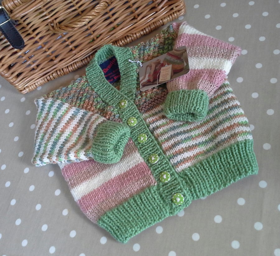 Hand Knitted Gender Neutral Baby Cardigan  9 - 18 months size