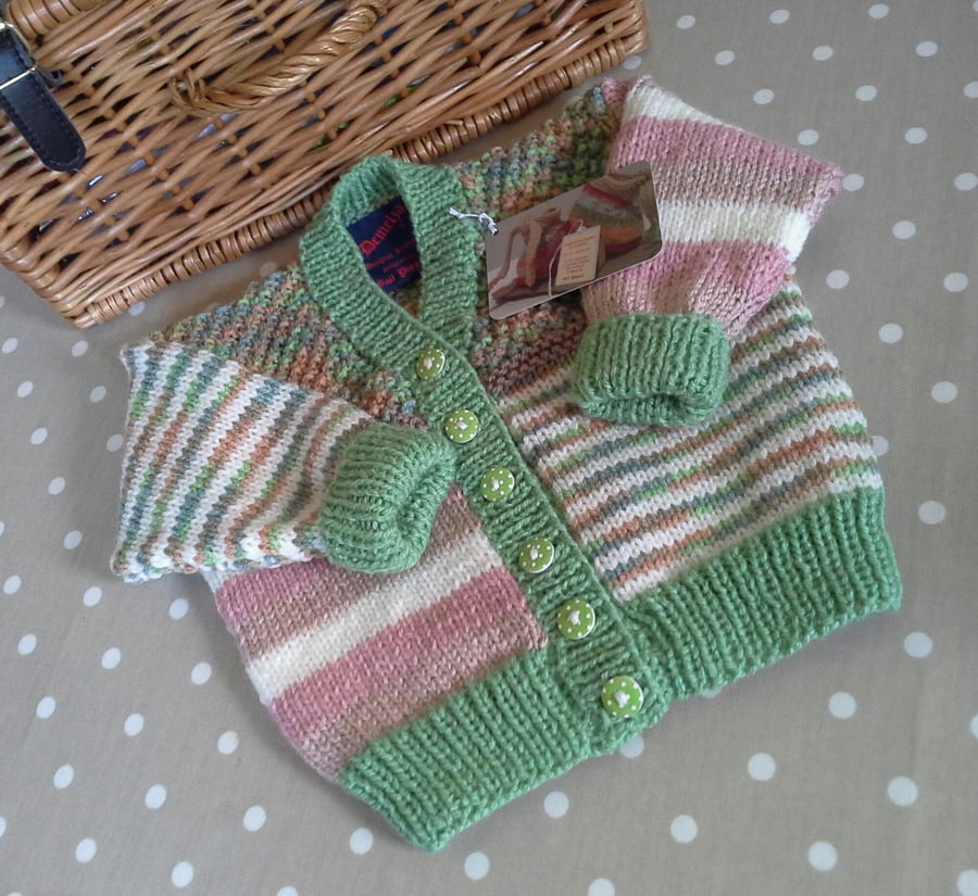 Designer Hand Knitted Gender Neutral Baby Cardigan  1-2 years size