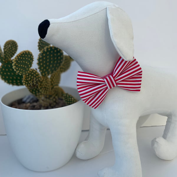  Red & White Stripe Dog Bow Tie 