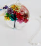 Rainbow Flower Tree Necklace, Tree Pendant, Gift for Mum, Botanical Jewellery - Image 2