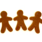 Three larger (30mm) Gingerbread people made with Bullseye 90coe glass
