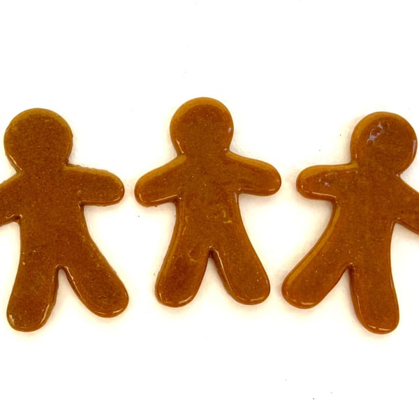 Three larger (30mm) Gingerbread people made with Bullseye 90coe glass
