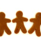 Three larger (30mm) Gingerbread people made with Bullseye 90coe glass