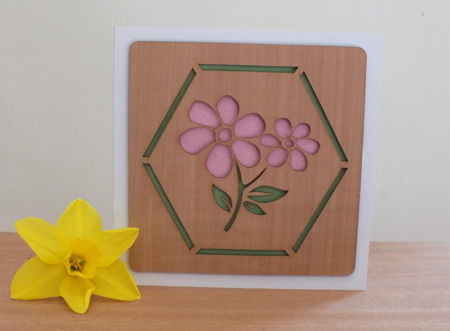 The "Pretty Pink Flowers" Greetings Card 