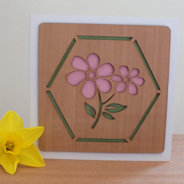 The "Pretty Pink Flowers" Greetings Card 